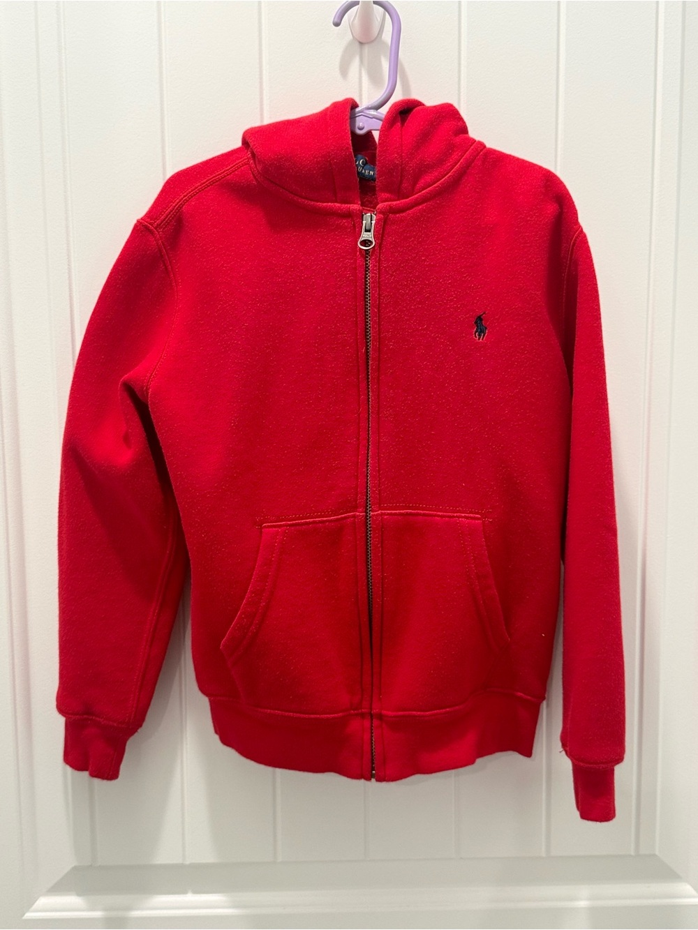 Polo by Ralph Lauren Bright Red Zip-Up Hoodie with Embroidered Pony